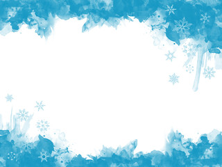 Weihnachtlich winterlicher Rahmen im Wasserfarben Look mit Schneesternen