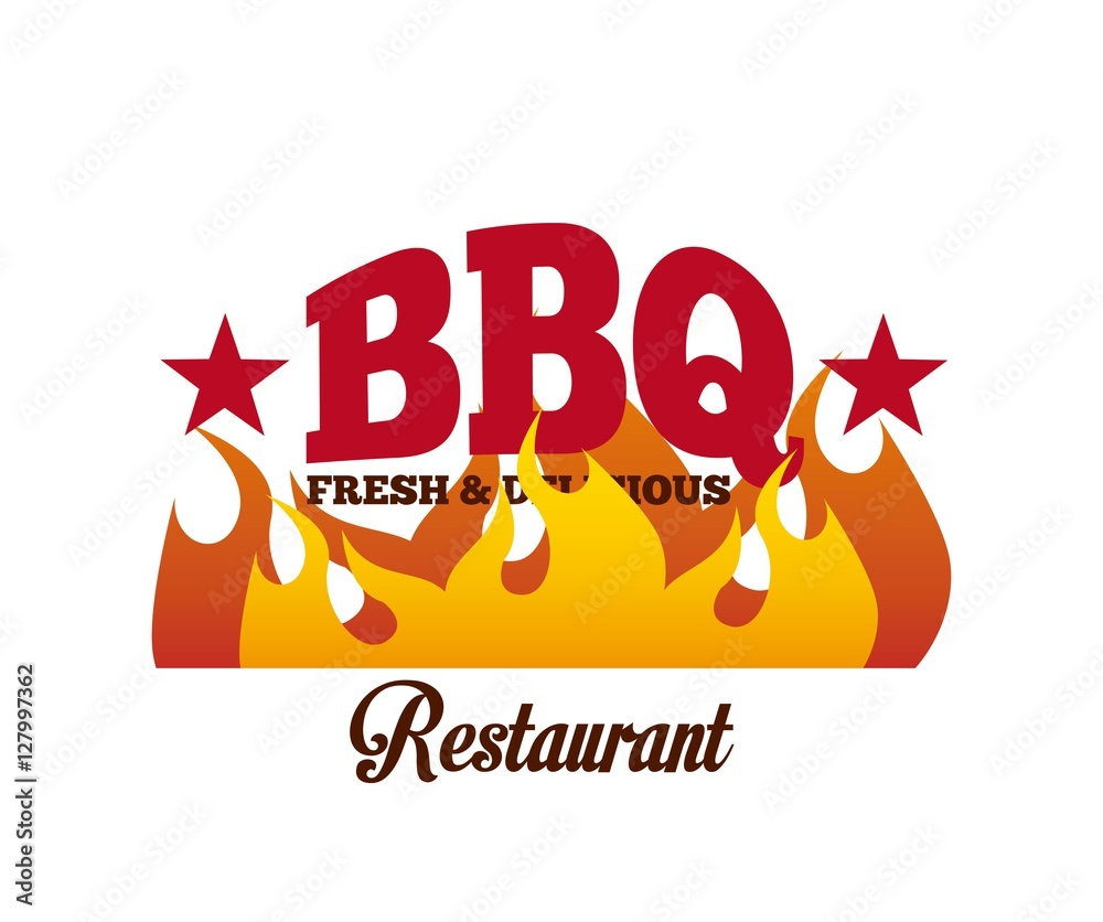 Poster bbq, fresh and delicious design. colorful design. vector illustration