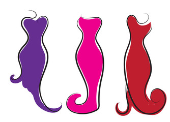 Logo plus size women. Curvy woman symbol, logo. Evening dress logo. Vector illustration