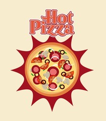 hot pizza icon. fast food concept. colorful design. vector illustration
