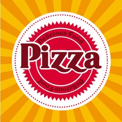 seal stamp of pizza fast food. colorful design. vector illustration
