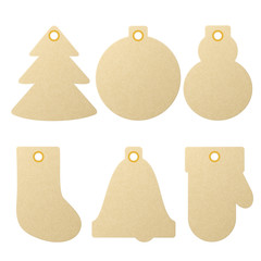 Collection of textured kraft paper Christmas and New Year gift tags