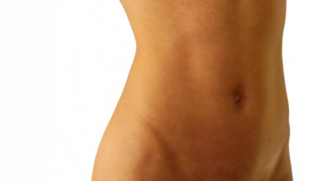 Closeup of black woman's waist on copy-space.