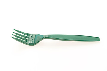 Green plastic forks