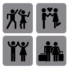 gray squares with couples icons over white background. pictogram design. vector illustration