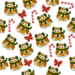 christmas owl in santa hat