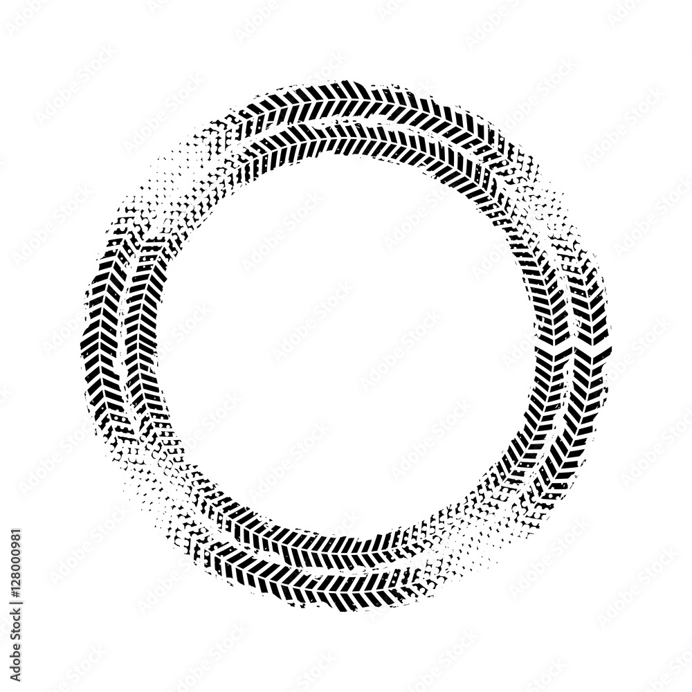 Sticker black wheels prints in circle shape over white background. vector illustration