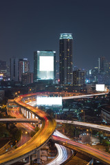 Fototapeta na wymiar Arial view of Bangkok city with main traffic and express way at