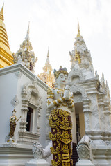 Fototapeta premium angel statue with Pagoda in Wat Sri Don Moon , Chiangmai Thailand