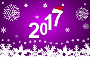 New Year 2017 on a purple background with snowflakes