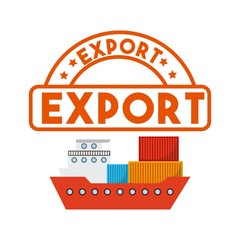 Naklejka premium cargo ship with container over white background. export and import concept. colorful design. vector illustration
