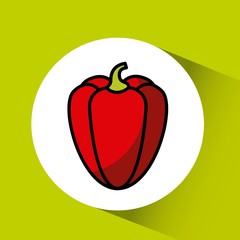 pepper vegetable over white circle and green background. healthy food design. vector illustration