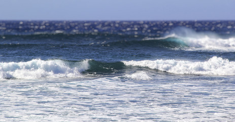 Waves off the shore of Poipu Beach in Kauai, Hawaii USA - Panoramic
