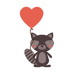Raccoon cartoon in love icon. Animal cute adorable creature and friendly theme. Isolated design. Vector illustration