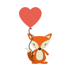 Fox cartoon in love icon. Animal cute adorable creature and friendly theme. Isolated design. Vector illustration