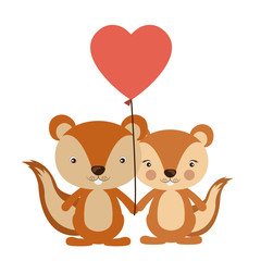 Squirrel cartoon in love icon. Animal cute adorable creature and friendly theme. Isolated design. Vector illustration
