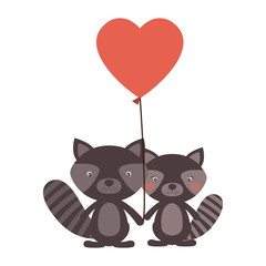 Raccoon cartoon in love icon. Animal cute adorable creature and friendly theme. Isolated design. Vector illustration