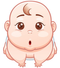 Vector Illustration of Cartoon Cute Baby