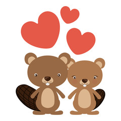 Beaver cartoon in love icon. Animal cute adorable creature and friendly theme. Isolated design. Vector illustration
