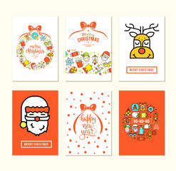 Christmas background set with flat icons.