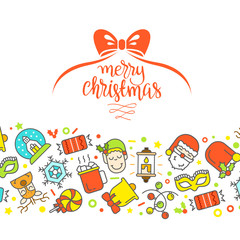 Christmas background with flat icons.