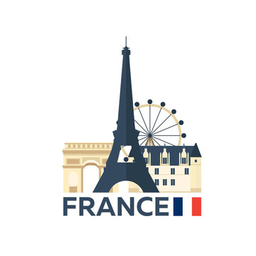 Travel to France, Paris skyline. Vector illustration.