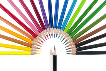 Color pencils isolated on white background.