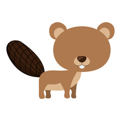 Beaver cartoon icon. Animal cute adorable creature and friendly theme. Isolated design. Vector illustration