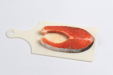 Ready raw fresh salmon for cooking or served.