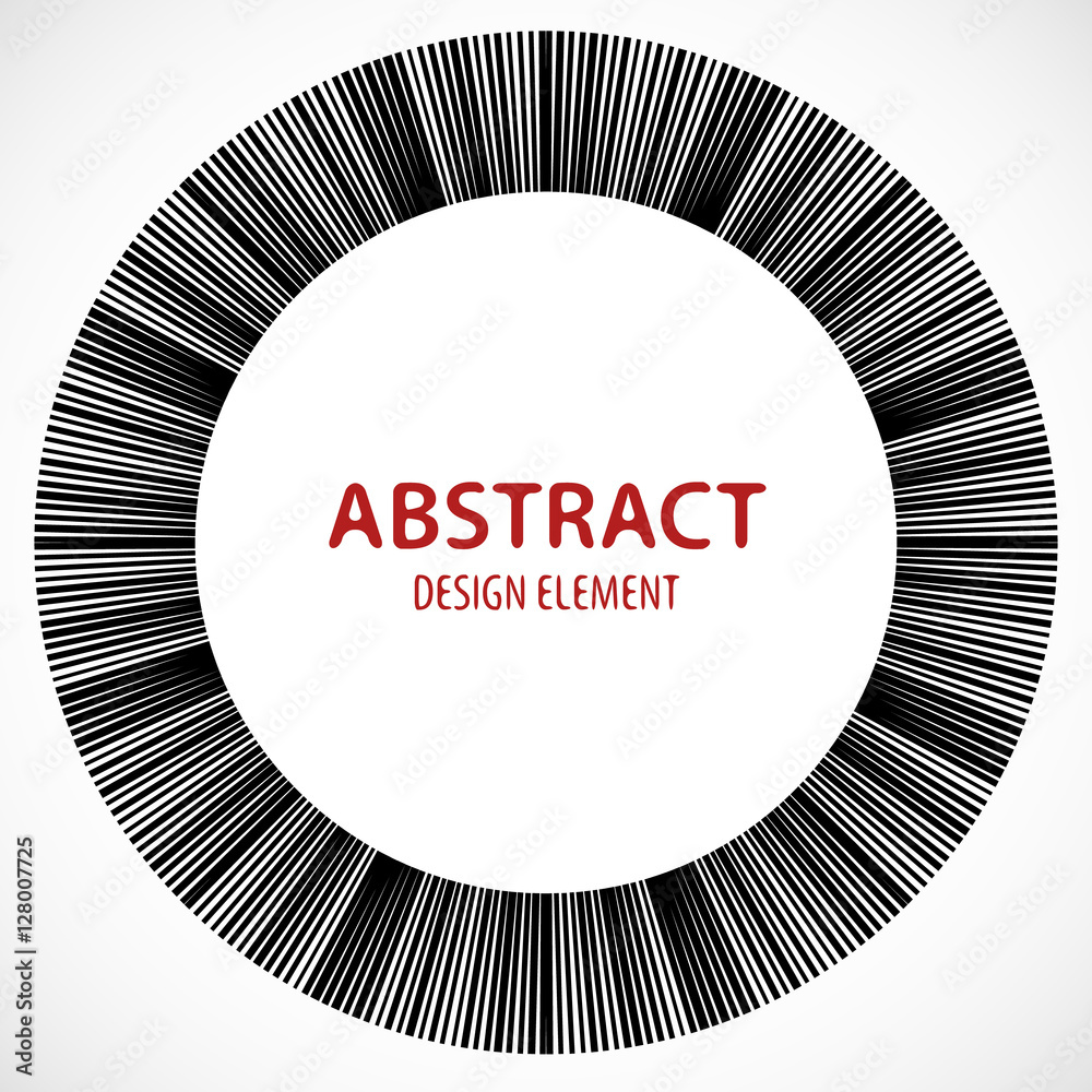 Poster Geometric element made of lines. Abstract monochrome shape isola