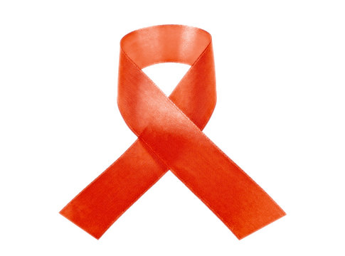 Abstract Red AIDS awareness ribbon isolated on white background