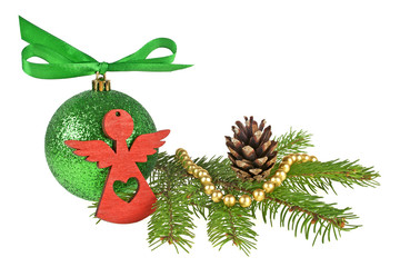 Christmas decorations on a white background