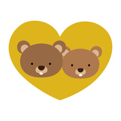 Beaver cartoon in love icon. Animal cute adorable creature and friendly theme. Isolated design. Vector illustration