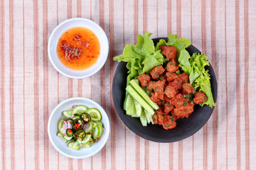 Thai food,Curried fish cake (Tod Mun Pla Krai)