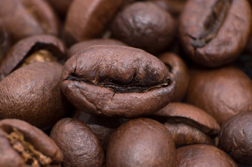 Closeup coffee beans background