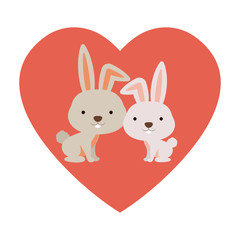 Rabbit cartoon in love icon. Animal cute adorable creature and friendly theme. Isolated design. Vector illustration