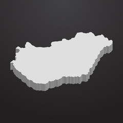 Hungary map in gray on a black background 3d