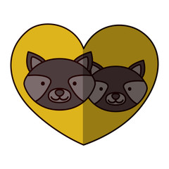 Raccoon cartoon in love icon. Animal cute adorable creature and friendly theme. Isolated design. Vector illustration
