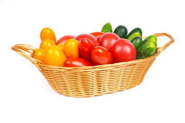 organic fresh food, tomatoes and cucumbers