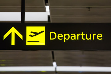 Departure sign in the airport