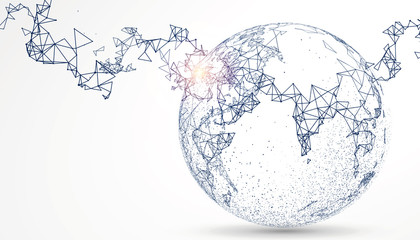 World map point, line, composition, representing the global, Global network connection,international meaning. © liuzishan
