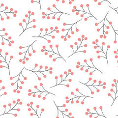 rowan berries background. seamless pattern. winter and christmas design concept. vector illustration