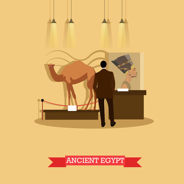 Vector illustration of ancient Egypt exposition in Archaeological museum