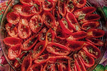 Sun-dried tomatoes with herbs