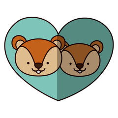 Squirrel cartoon in love icon. Animal cute adorable creature and friendly theme. Isolated design. Vector illustration