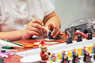 marzipan figurines, the process of making sweet decorations for