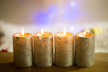 4 candles for advent, with bokeh, christmas