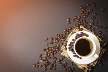 coffee cup and coffee beans