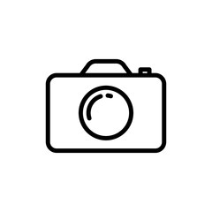 thin line camera icon on white background