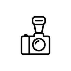 thin line camera icon on white background